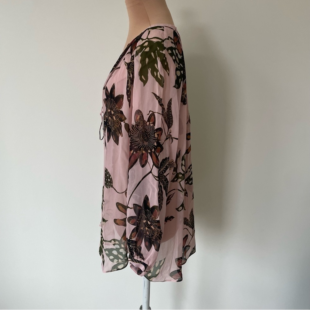 Dorothee Schumacher Pink Powerful Flora Floral Print Silk Long Sleeve Blouse EUC - Picture 4 of 9